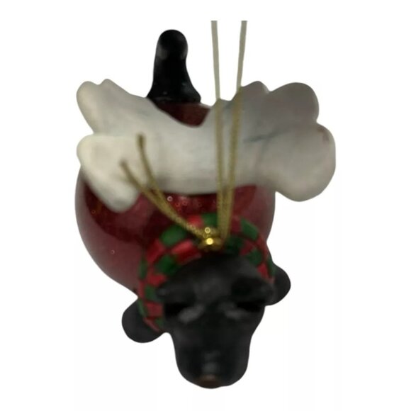 Dog Angel Christmas Ornament with Red Glitter Ball & Wings Holiday Seasonal Hang - Picture 1 of 3